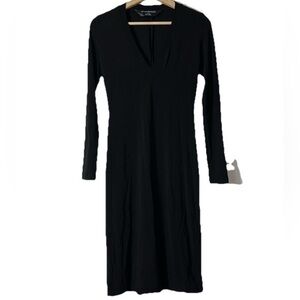 Norma Kamali Elegant Black Long Sleeve V Neck Dress Sz. XS NWT!